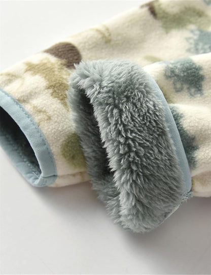 Kids Printed Polar Fleece Jacket Toddler Baby Boys Girls Autumn Winter Warm Sherpa Lining Outerwear