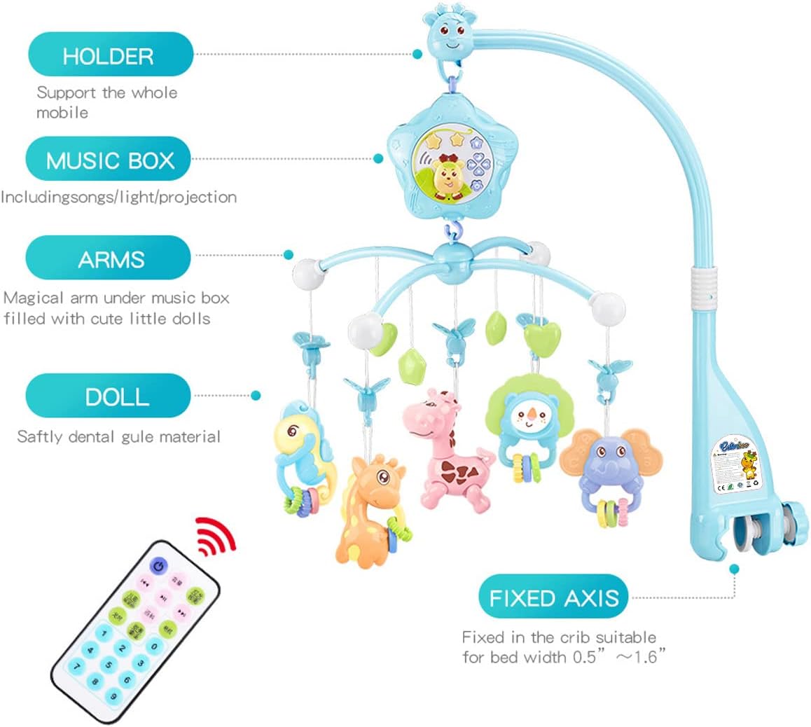 Baby Mobile for Crib with Musicial and Lights, Remote, lamp, Projector for Pack and Play, for Ages
