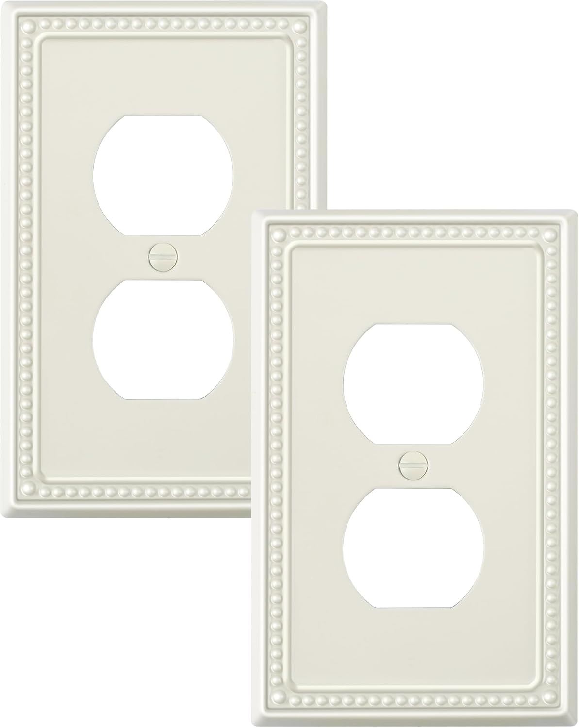 2-Pack Duplex Outlet Cover Plate, Light Almond Metal Wall Plates for Electrical Outlets, 1 Gang