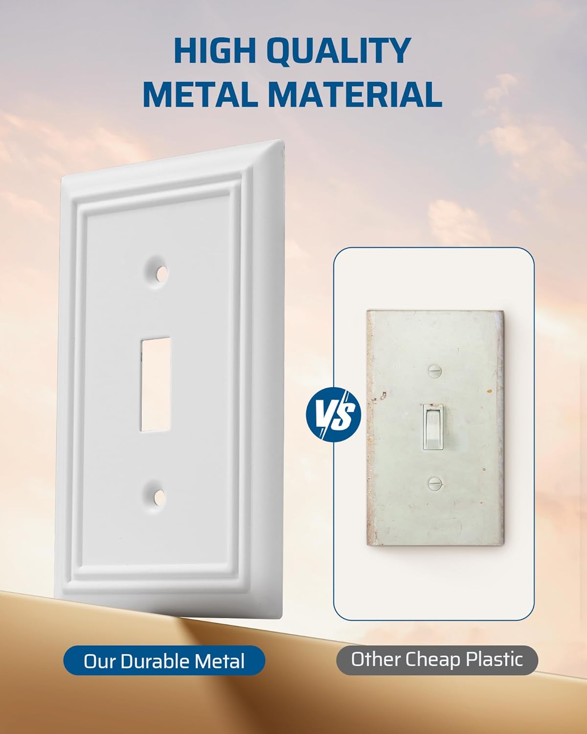 DEWENWILS Single Toggle Wall Plates, White Metal Light Switch Cover Plates, 4.92" x 3.14" Outlet