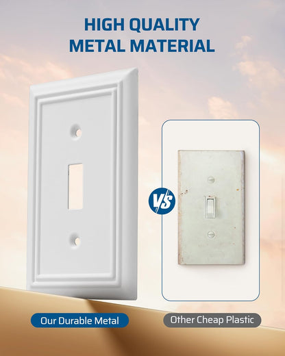 DEWENWILS Single Toggle Wall Plates, White Metal Light Switch Cover Plates, 4.92" x 3.14" Outlet