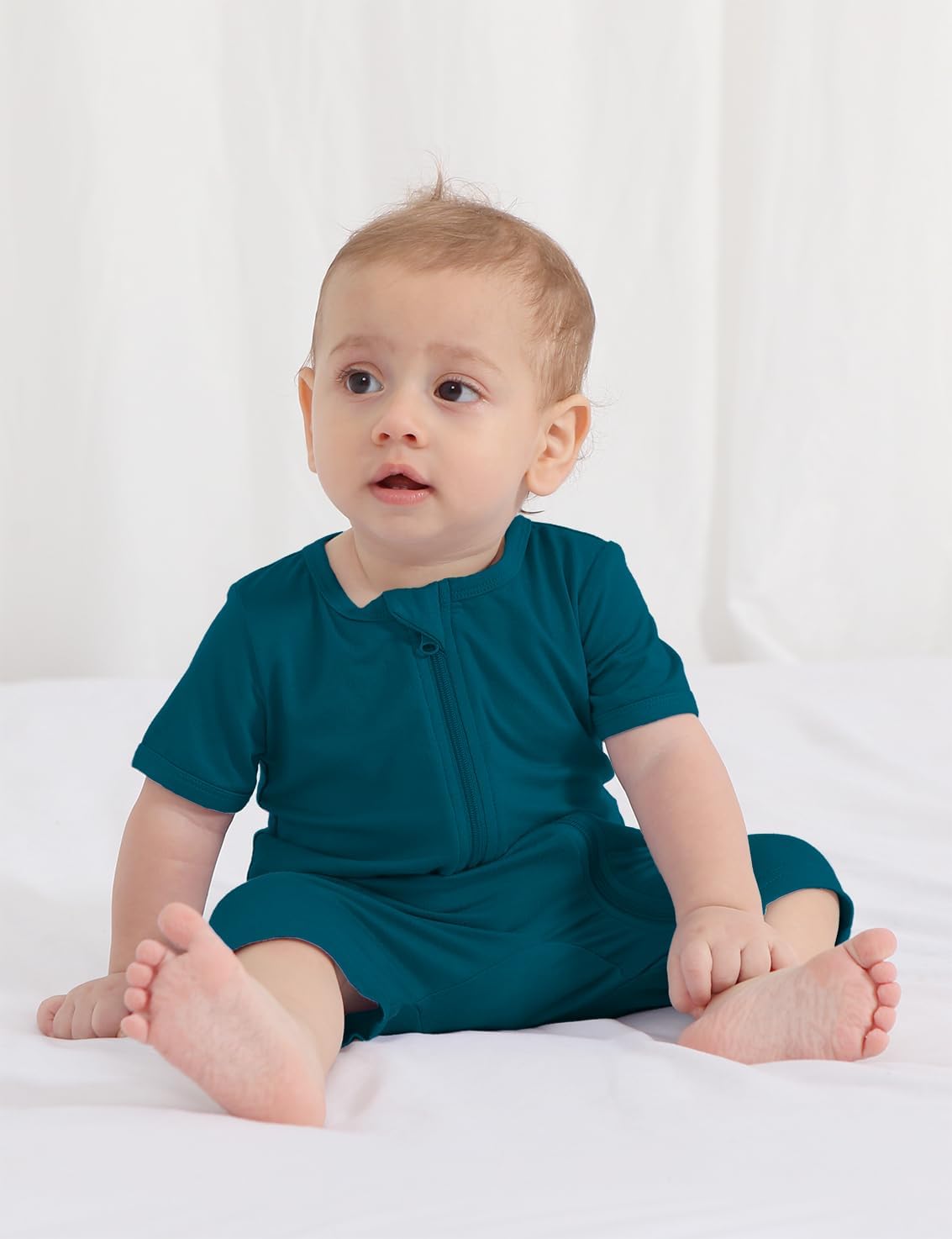 Jimonda Boys Baby Girls Short Sleeve Romper Unisex Baby Footless Pajamas With Viscose 2-Way Zipper