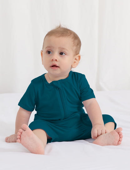 Jimonda Boys Baby Girls Short Sleeve Romper Unisex Baby Footless Pajamas With Viscose 2-Way Zipper