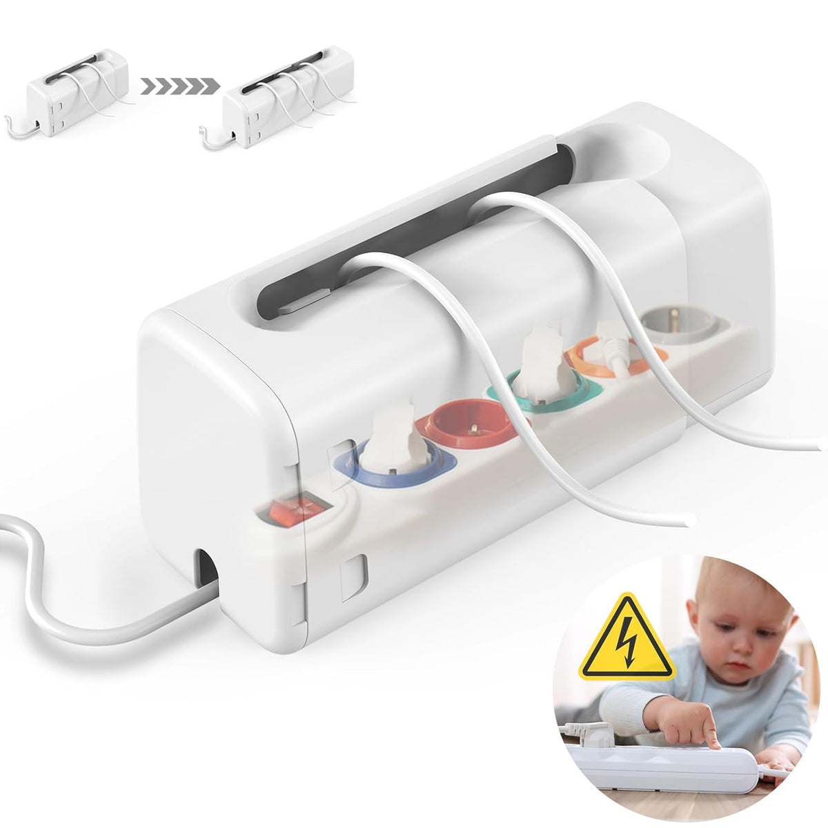 Improved Power Strip Cover Box(1 Pack) 丨Outlet Covers Baby Proofing丨Baby Safety Products丨Adjustable