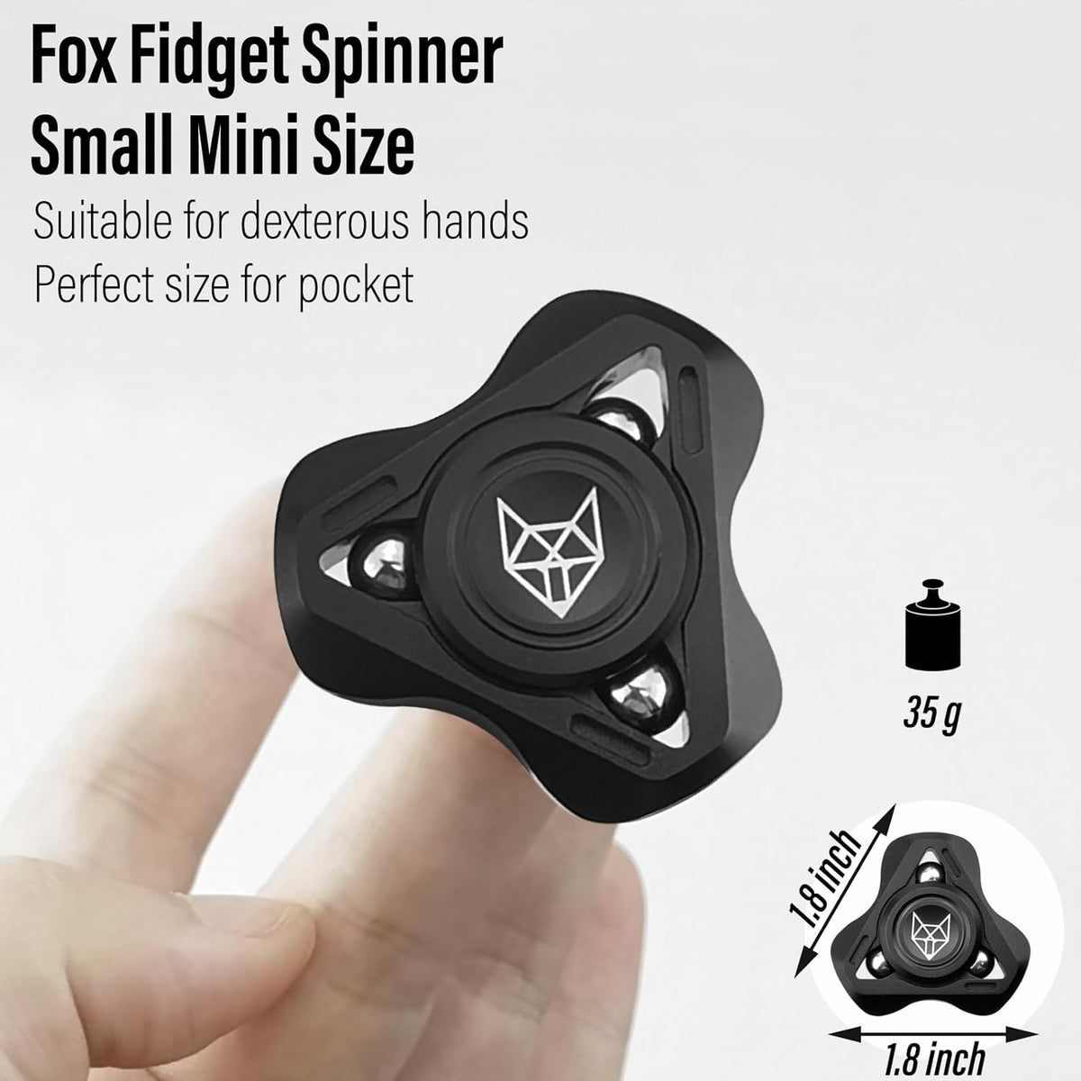 Freelove Upgraded Fox Tri 1.8'' Fidget Spinner with Steel Beads, Luminous Metal Spinners Toys for