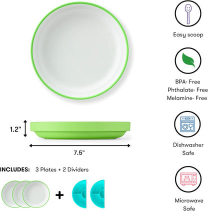 Omie® Easy Scoop Plates for Kids | Unique Design Helps Food Fall into the Spoon, Not on the Table |