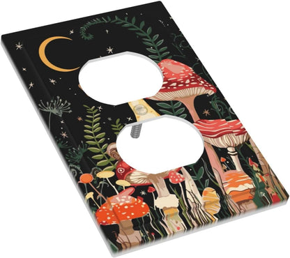 Moon Star Red Mushroom Forest Butterfly Green Plant Outlet Covers 1 Gang Duplex Light Switch Cover