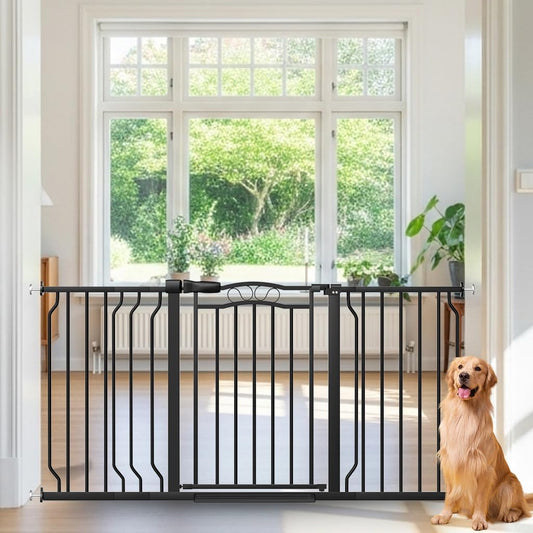 53.1-62.5 Inch Extra Wide Baby Gate, Pressure Mounted Dog Gate Indoor, Walk Thru Pet Gate for Cat