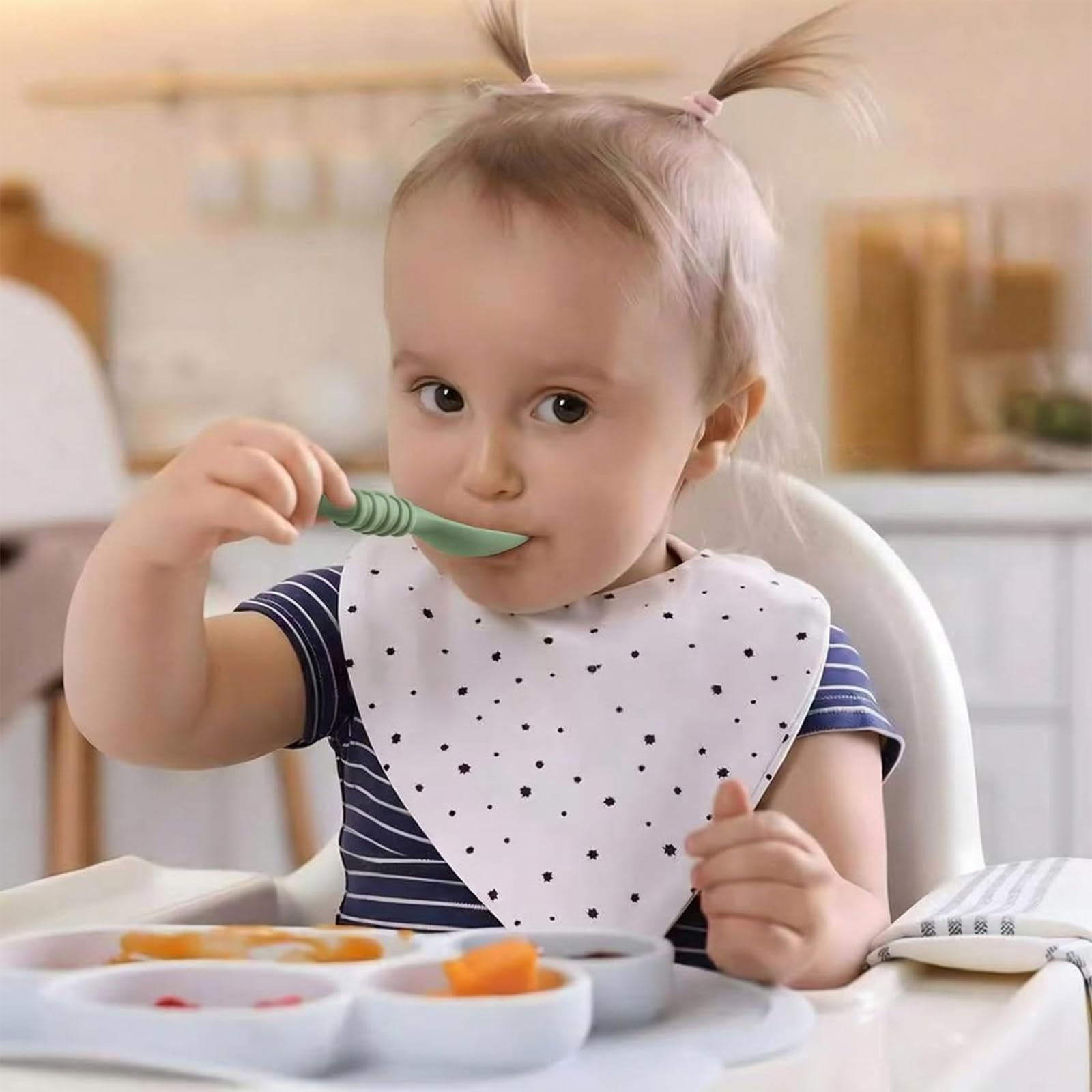 PandaEar 6 Pack Silicone Baby Spoons for Baby Led Weaning, First Stage Baby Toddler Self Feeding