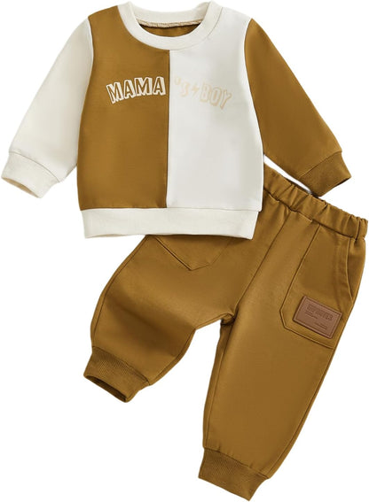 Kupretty Toddler Baby Boy Fall Winter Clothes Color Block Long Sleeve Sweatshirt Pullover Tops +