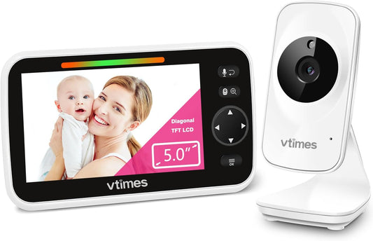 Baby Monitor Video Baby Monitor with Camera and Audio No WiFi 5" LCD Screen, Two-Way Audio, Night