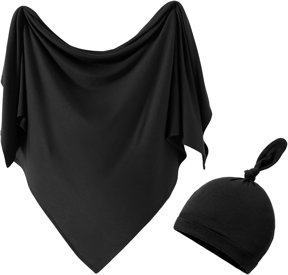 iEvolve Cotton Knitted Baby Swaddle Blanket with Hat Headband Set Newborn Swaddle Wrap Receiving