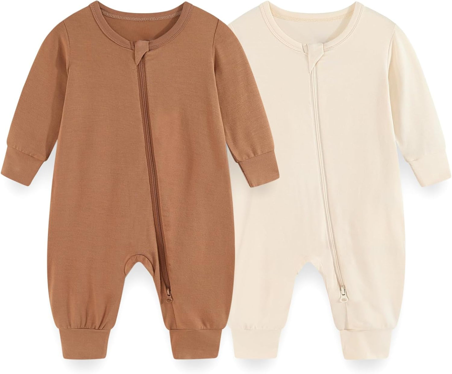Unisex Rayon Made from Bamboo Zipper Baby Boy Girl Rompers 2 Pcak Long Sleeve Infants Jumpsuits New