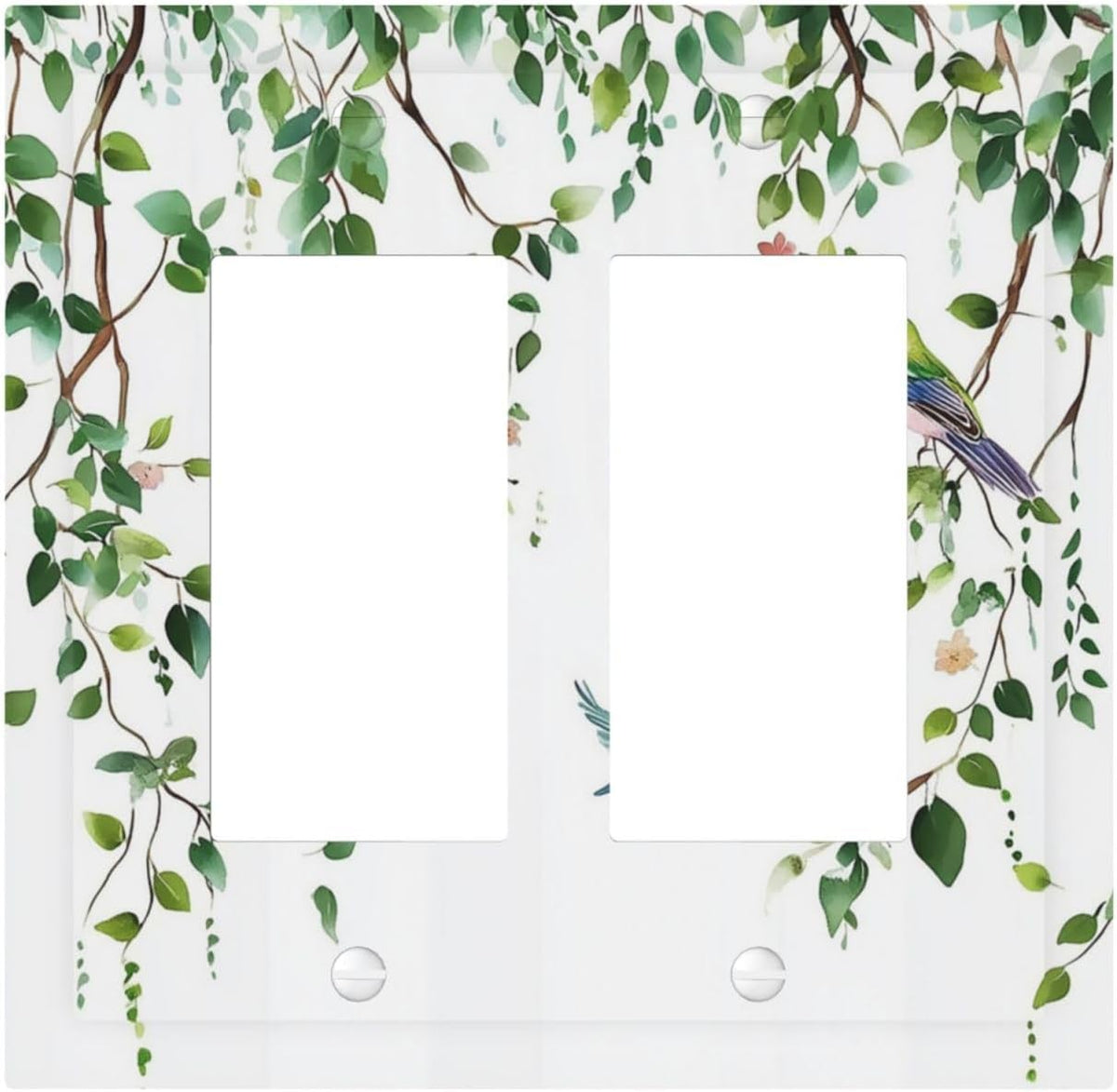 Decorative Outlet Covers Green Leaves Bird Eucalyptus Sage Plant 2 Gang Double Gfci Rocker