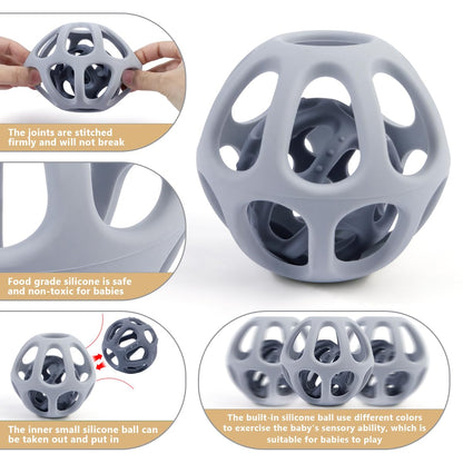 MCGMITT Silicone Baby Teether Ball Toy, Easy Grasp Sensory Balls for Babies 0-6-12 Months, Food