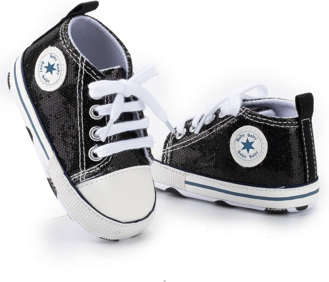 Unisex Baby Girls Boys Canvas High-top Shoes, Newborn Infant Anti-Slip Soft Sole Frist Walking