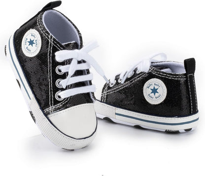 Unisex Baby Girls Boys Canvas High-top Shoes, Newborn Infant Anti-Slip Soft Sole Frist Walking