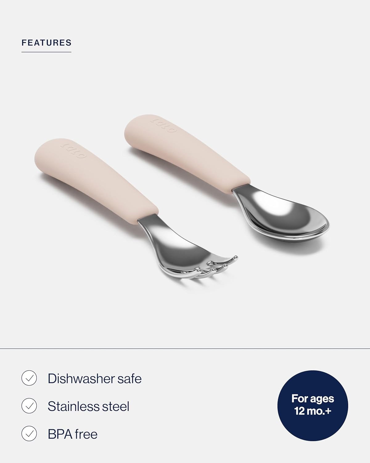 Lalo Utensils - Toddler Fork and Spoon Set - Stainless Steel and Silicone Ergonomic Toddler