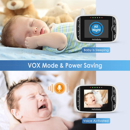 HelloBaby Monitor with Camera and Audio, IPS Screen LCD Display Video Baby Monitor No WiFi Infrared