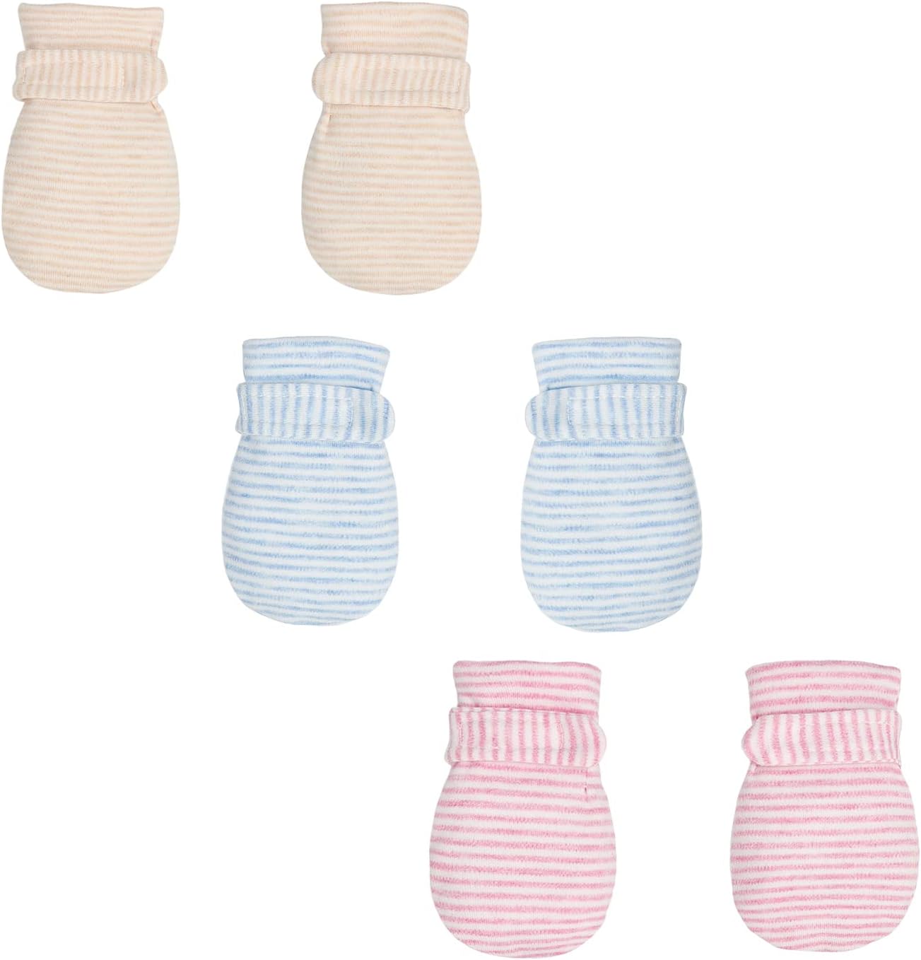 Newborn Baby No Scratch Mittens Stay On, 100% Cotton Breathable, Adjustable Infant Gloves for Baby