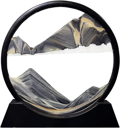 Aoderun Moving Sand Art Picture Round Glass 3D Deep Sea Sandscape in Motion Display Flowing Sand