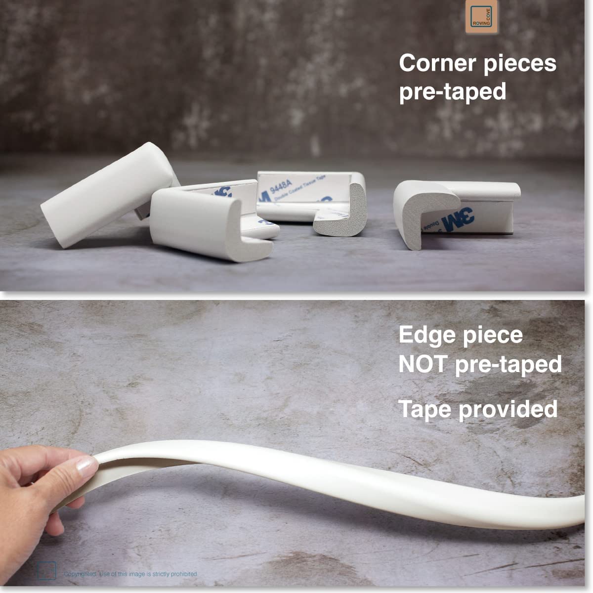 Roving Cove Slim-Fit Corner Edge Protector for Baby Proofing (Small 15ft Edge 4 Corners), Furniture