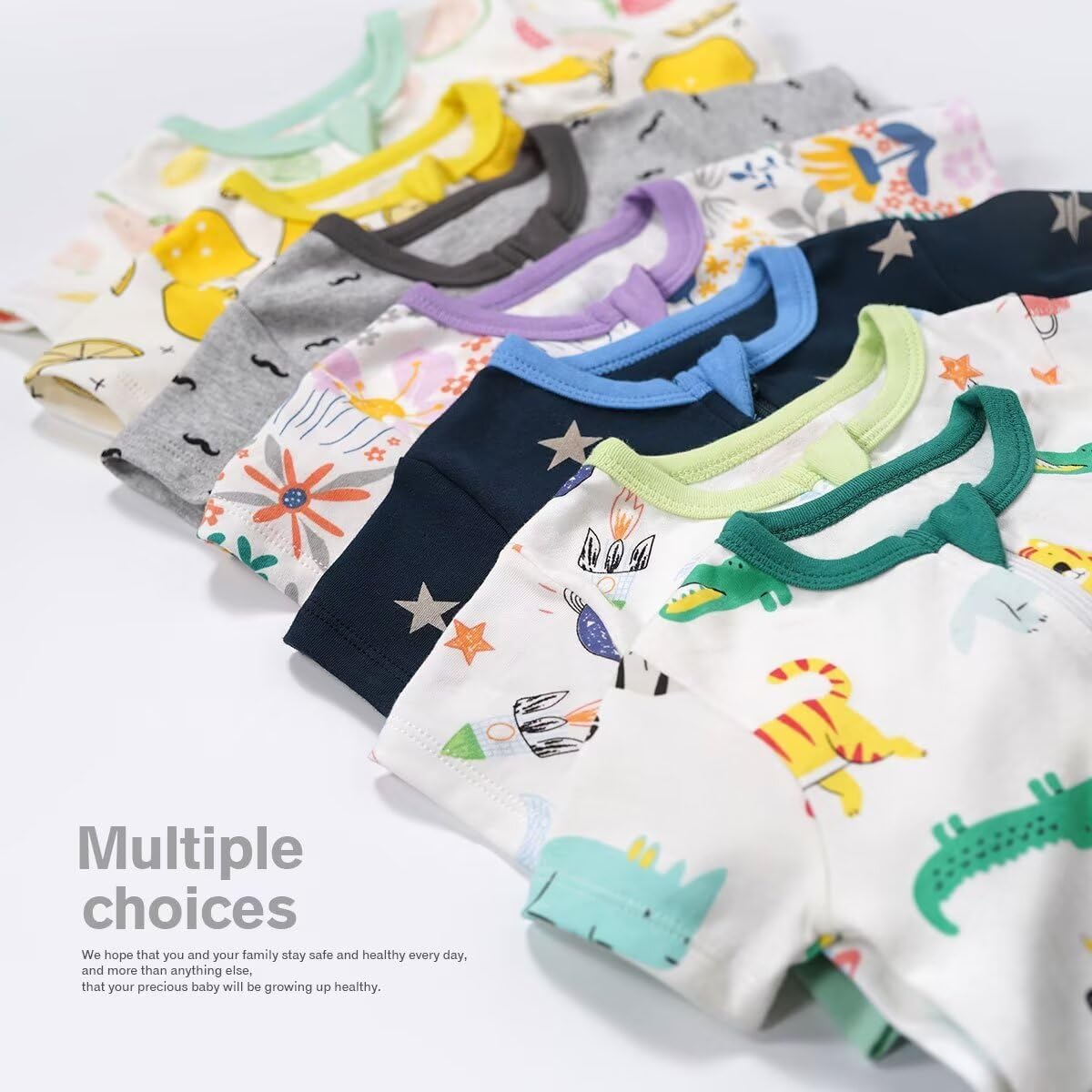 Teach Leanbh Toddler Baby Boys Girls Footless Pajamas Cotton 2 Way Zipper Printing Short Sleeve