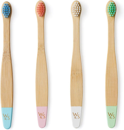 Wild & Stone Organic Baby Bamboo Toothbrushes | 4 Pack | Soft Bristles | 100% Compostable Handle |