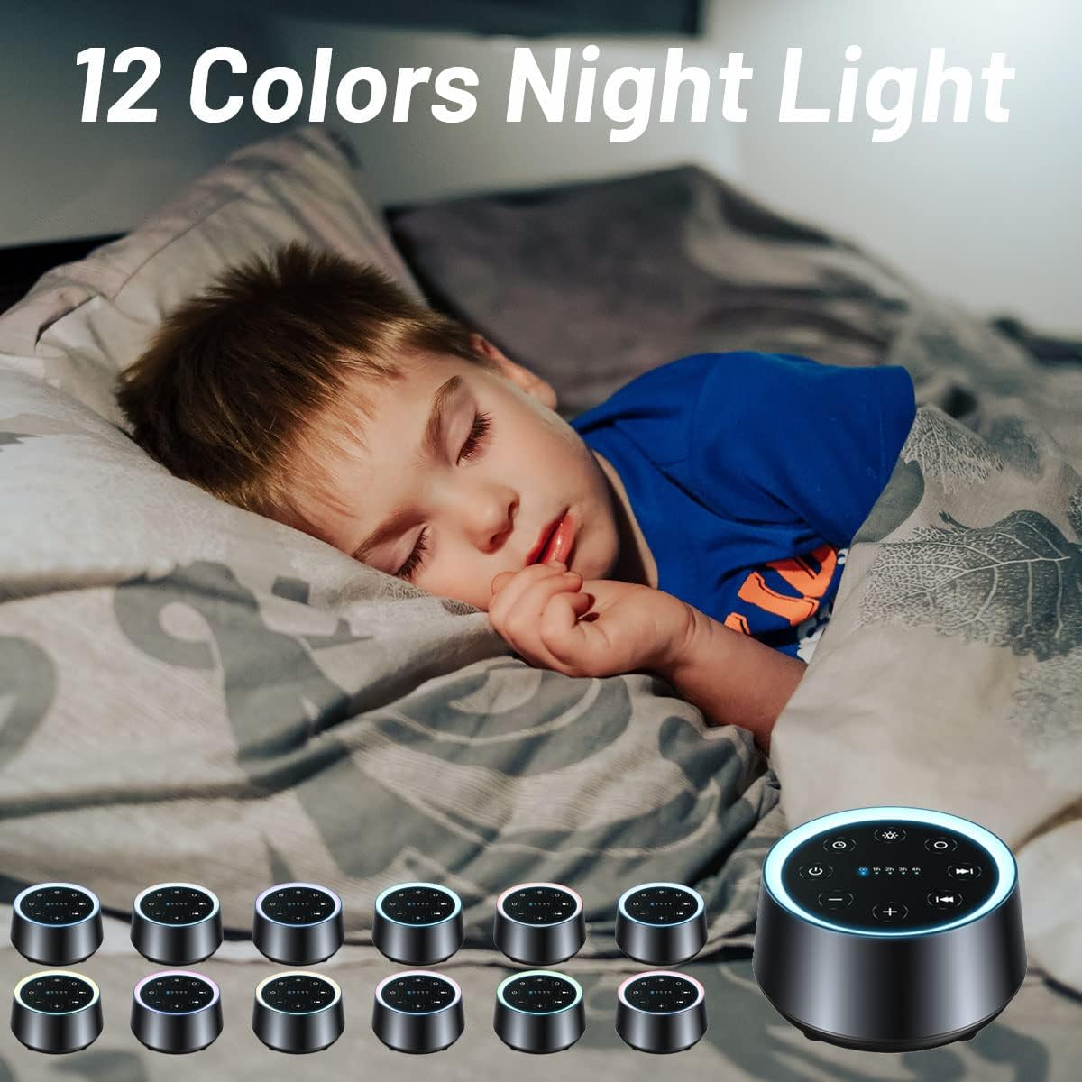 EasyHome Sleep Sound Machine White Noise Machines with 30 Soothing Sounds 12 Adjustable Night Light