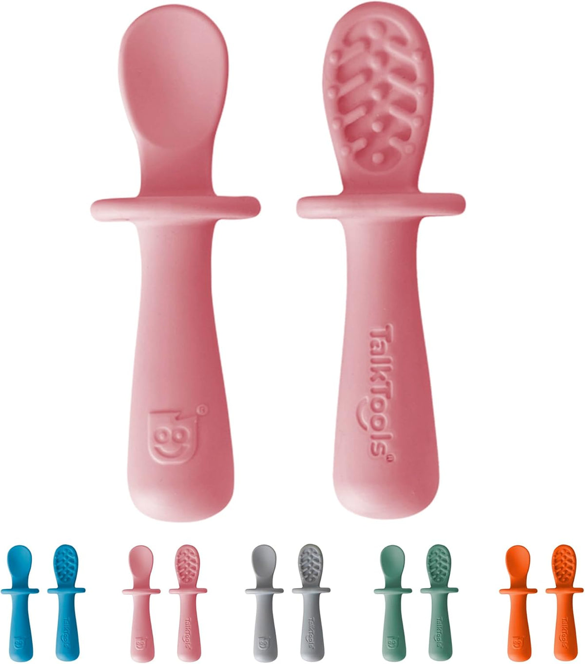TalkTools ITSY Tiny Silicone Spoons – Twin Pack Soft Silicone Self-Feeding Training Spoons for Kids