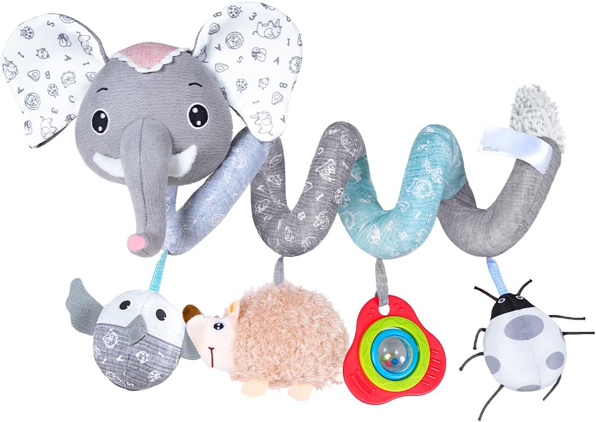 Jollybaby Baby Car Seat Stroller Toys, Plush Activity Hanging Spiral Activity Pram Crib with Music