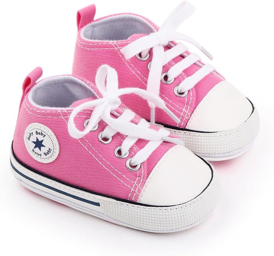 Unisex Baby Girls Boys Canvas High-top Shoes, Newborn Infant Anti-Slip Soft Sole Frist Walking