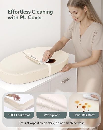 COMOMY Baby Changing Pad with Wipeable & Waterproof PU Cover, Contoured Diaper Changing Pad for