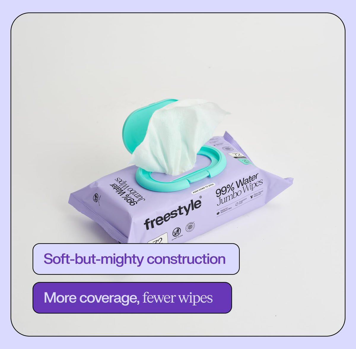 Freestyle Soft Jumbo Baby Wipes, Hypoallergenic and Unscented, Water-Based Wet Wipes for Babies