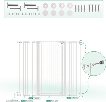 51" Extra Tall Cat Gate 28.5"-48.7" Wide, Auto Close, Pressure Mounted, for Cats & Small Dogs