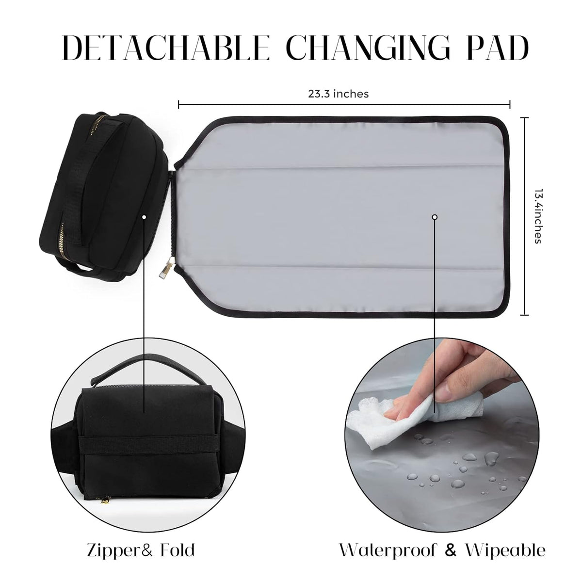 printe Small Diaper Bag with Portable Changing Pad, Crossbody Women Waist Bag with Wipes Pocket for