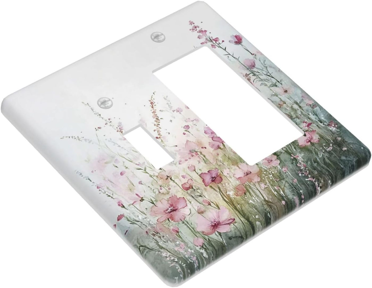 Outlet Covers Wildflower Botanical Watercolor Floral 1 Toggle 1 Rocker Combination Decorative Wall