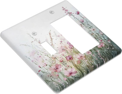 Outlet Covers Wildflower Botanical Watercolor Floral 1 Toggle 1 Rocker Combination Decorative Wall