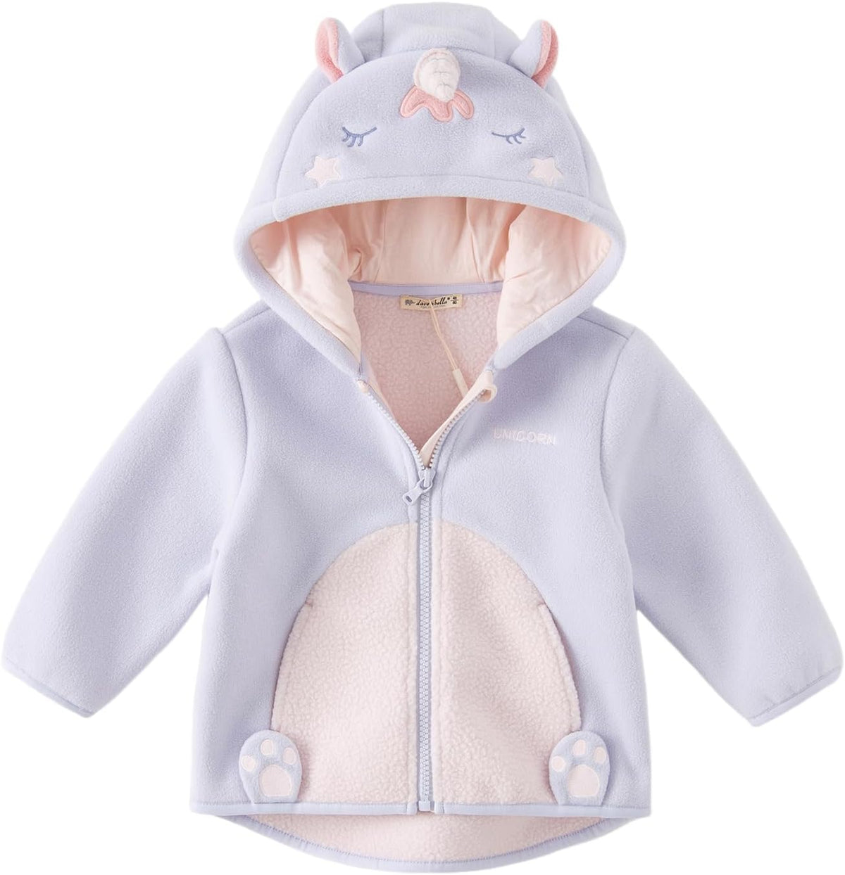 DAVE&BELLA Toddler Fleece Jacket, Baby Boys Girls Animal-shaped Hooded Zipper Long Sleeve Warm