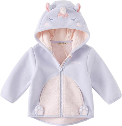 DAVE&BELLA Toddler Fleece Jacket, Baby Boys Girls Animal-shaped Hooded Zipper Long Sleeve Warm