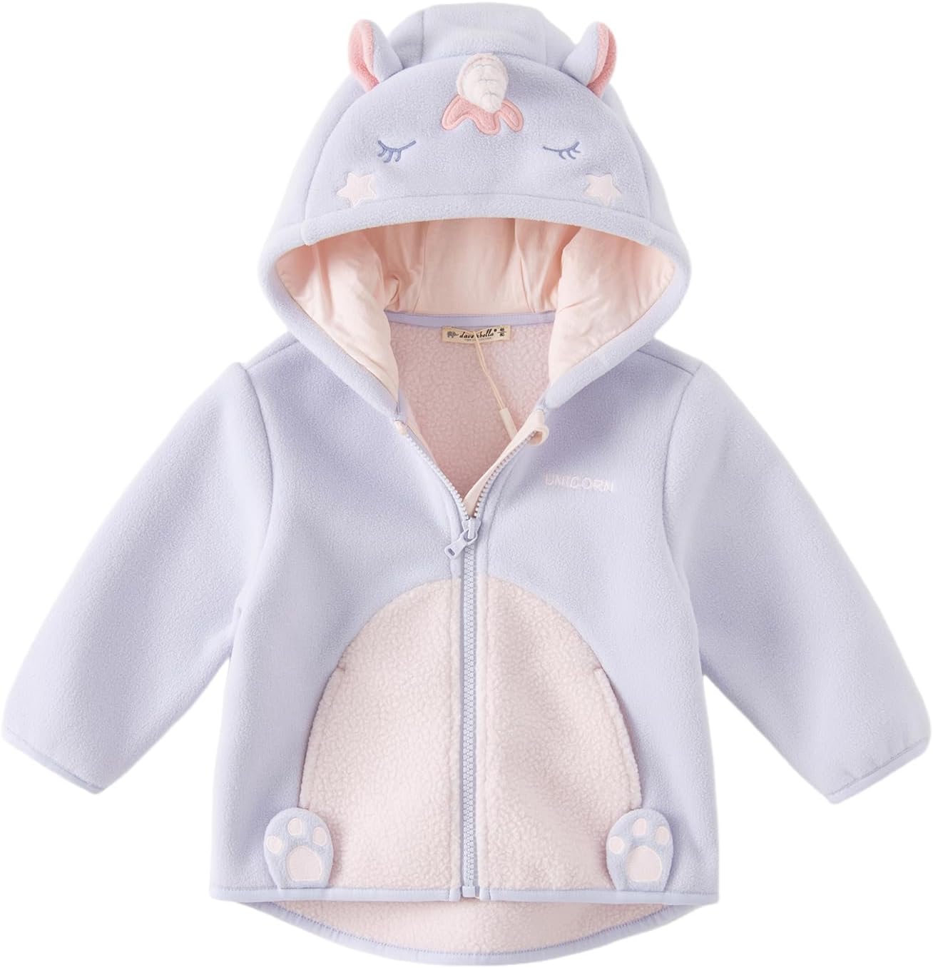 DAVE&BELLA Toddler Fleece Jacket, Baby Boys Girls Animal-shaped Hooded Zipper Long Sleeve Warm