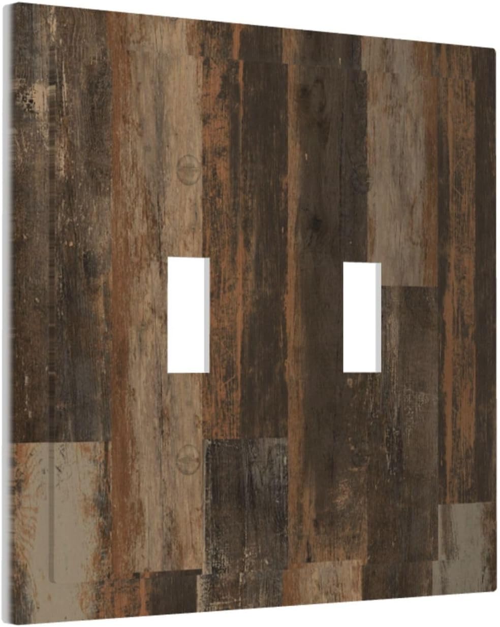 Rustic Brown Wood Grain Dark Oak Decorative Switch Plates 2 Gang Double Toggle Outlet Light Switch
