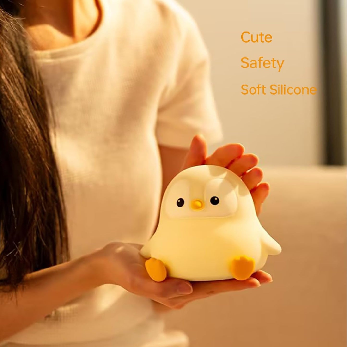 Penguin Night Light for Kids, Cute Penguin Lamp Silicone Baby Nursery Night Lamp, Dimmable Squishy