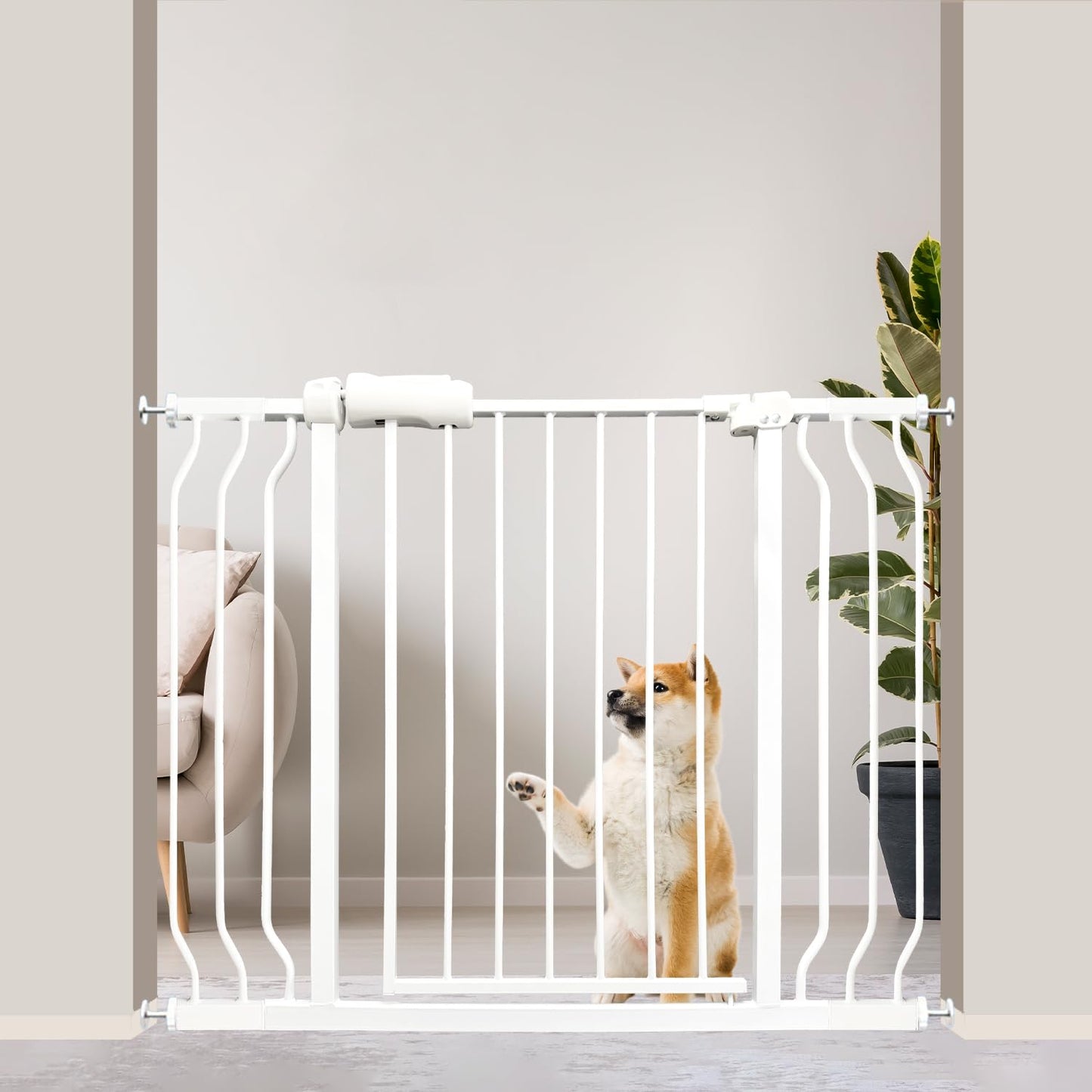 Walk Through Baby Gate 29-43.5 Inch Wide for Stairs Tension Pet Dog Gates Indoor for Doorways No