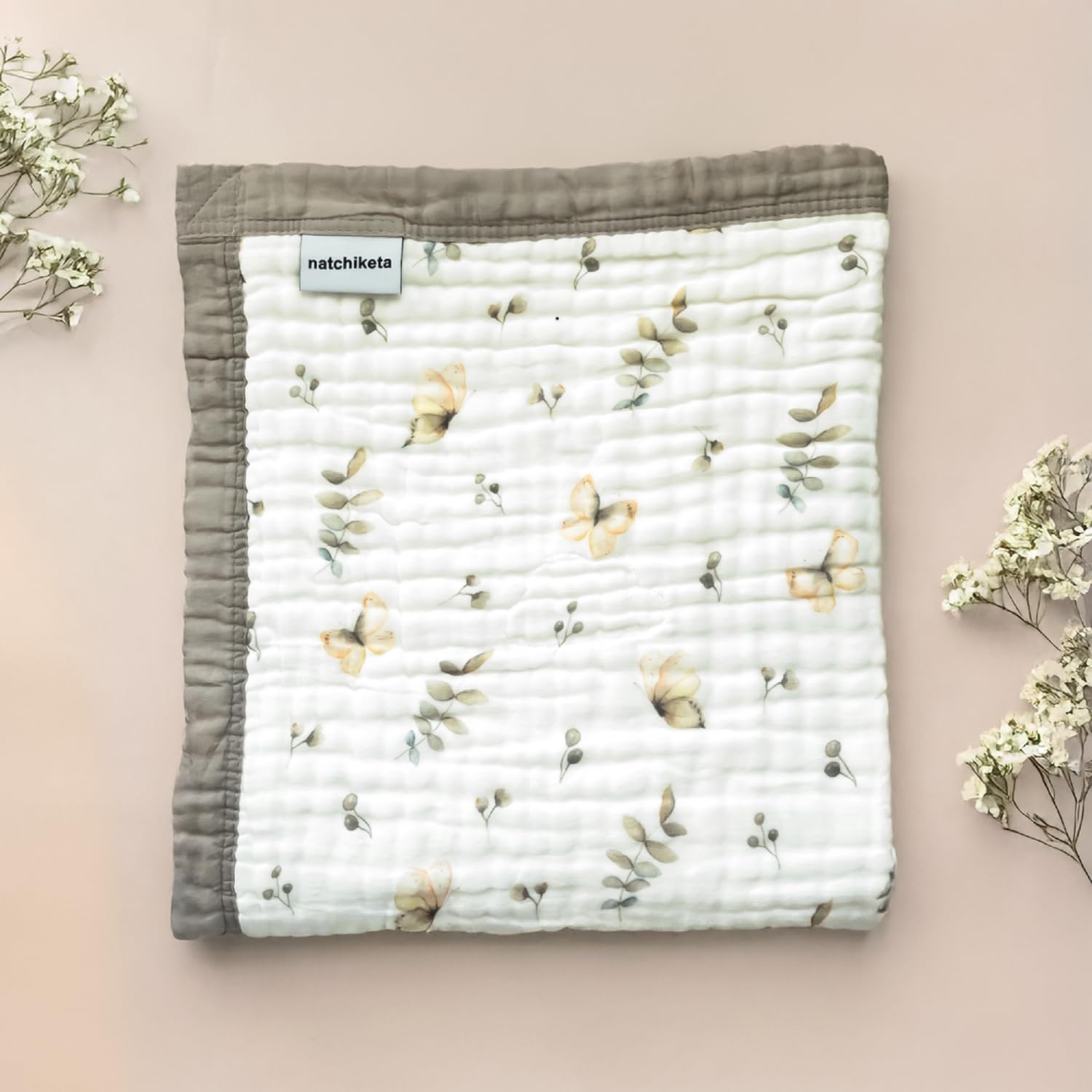 Organic Cotton Muslin Baby Blanket for Boys and Girls - Luxurious Soft Toddler Quilt for Swaddling