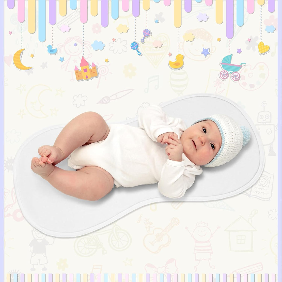 Timgle 6 Pcs 13 x 29 Inch Peanut Shape Changing Pad Liner Peanut Changing Pad Liner Portable Soft