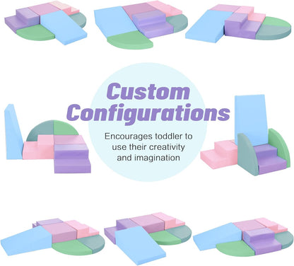 6-Piece Foam Climbing Blocks for Toddlers: Colorful Climbing Gym PU Leather Baby Foam Building