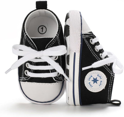 Unisex Baby Girls Boys Canvas High-top Shoes, Newborn Infant Anti-Slip Soft Sole Frist Walking