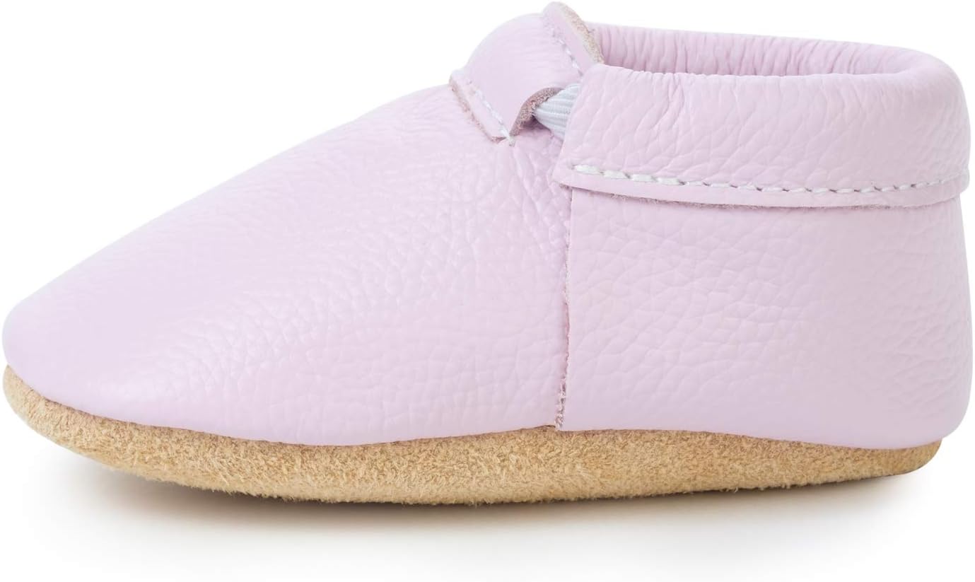 BirdRock Baby Fringeless Moccasins - Genuine Leather Boys and Girls Shoes for Newborns, Infants