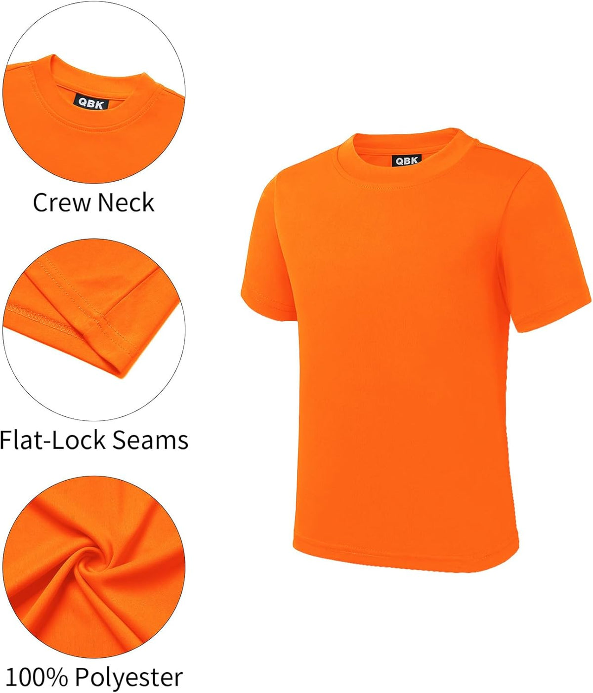 QBK 2T to Youth Neon Shirt Kids UPF 50+ Dry Fit Athletic Short Sleeve Rash Guard T Shirts for Boys